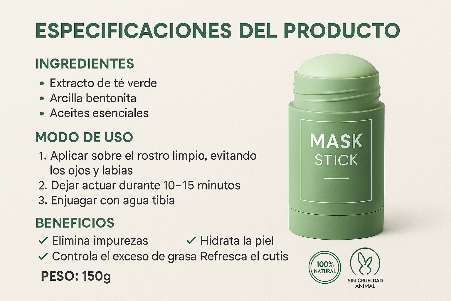 Especificaciones e Ingredientes en Español